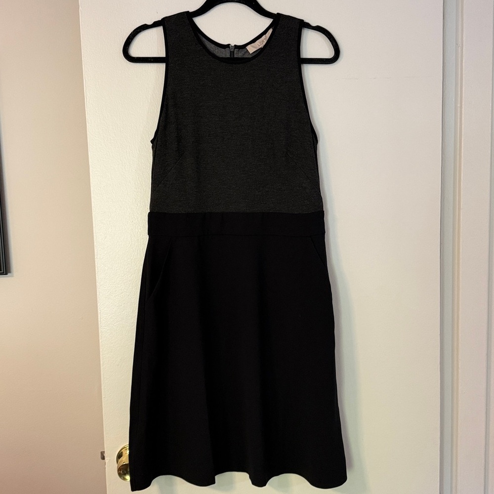LOFT  Black and grey zip back Sleeveless Dress